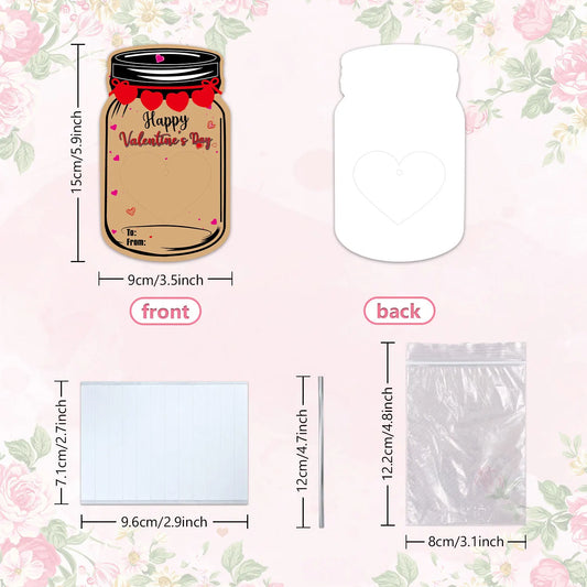 60PCS Valentine's Day Drift Bottle Shaped Gift Card Set - Premium Coated Paper Greeting Card for Family / School Exchanges and Party Favors - Image 2