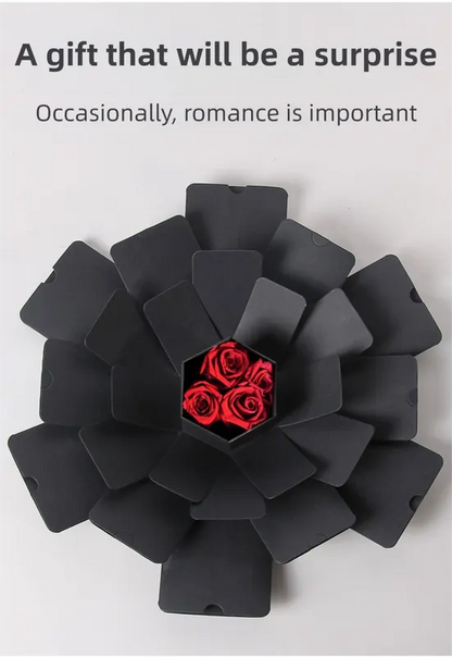 Black Hexagon 4-Layer 12-Pocket Explosion Gift Box(DIY) - Creative Handmade Photo Album & Scrapbook for Anniversaries & Birthdays - Image 3