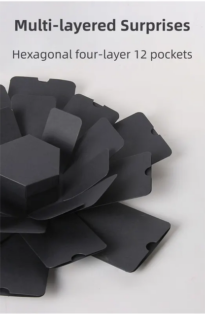 White Hexagon 4-Layer 12-Pocket Explosion Gift Box(DIY) - Creative Handmade Photo Album & Scrapbook for Anniversaries & Birthdays - Image 4