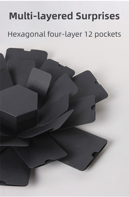 White Hexagon 4-Layer 12-Pocket Explosion Gift Box(Finished) - Creative Handmade Photo Album & Scrapbook for Anniversaries & Birthdays - Image 3