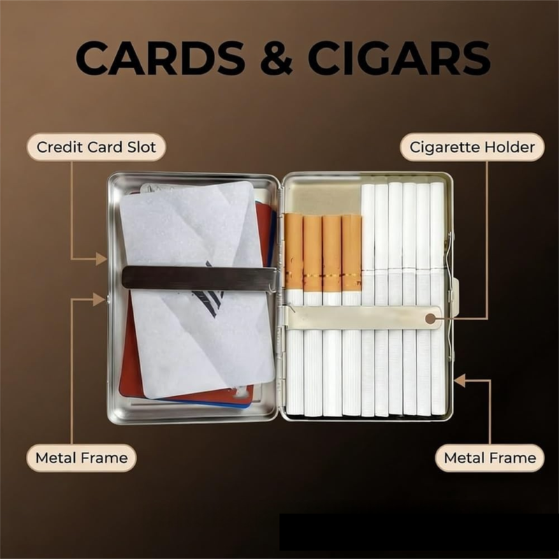 Retro Metal Card Cash & Cigarette Case with Fixed Clip - Leopard Artistic Slim Wallet (10.3X6X2cm) - Image 2