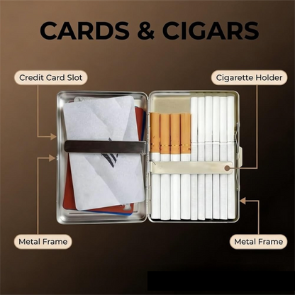 Retro Metal Card Cash & Cigarette Case with Fixed Clip - Leopard Artistic Slim Wallet (10.3X6X2cm) - Image 2