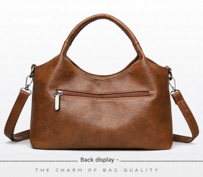 Coffee Retro Soft PU Leather Handbag for Women - Trendy Large Capacity Daily Crossbody Bag with Detachable Shoulder Strap - Image 2
