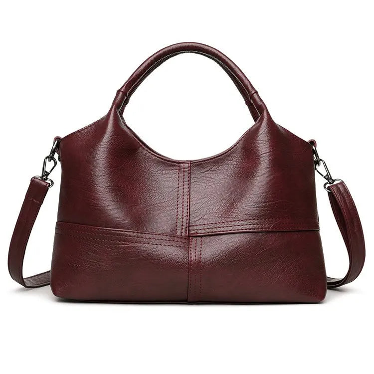 Red Retro Soft PU Leather Handbag for Women - Trendy Large Capacity Daily Crossbody Bag with Detachable Shoulder Strap