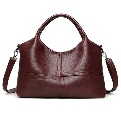 Red Retro Soft PU Leather Handbag for Women - Trendy Large Capacity Daily Crossbody Bag with Detachable Shoulder Strap