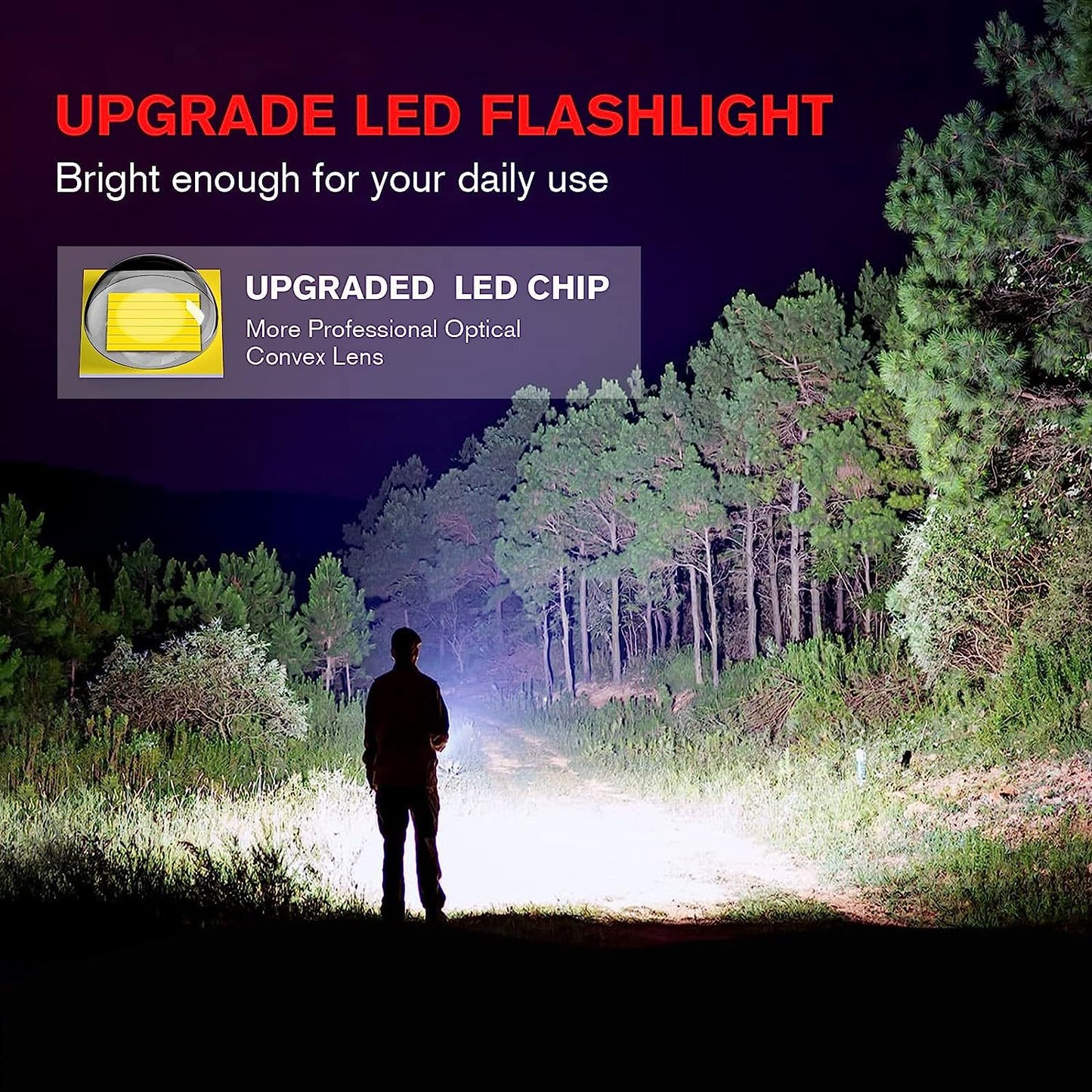 2-Pack High-Powered LED Flashlight with 500m Long Range - Zoomable Focus & Waterproof Tactical Torch - Durable Aluminum Alloy - Image 3