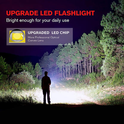 2-Pack High-Powered LED Flashlight with 500m Long Range - Zoomable Focus & Waterproof Tactical Torch - Durable Aluminum Alloy - Image 3