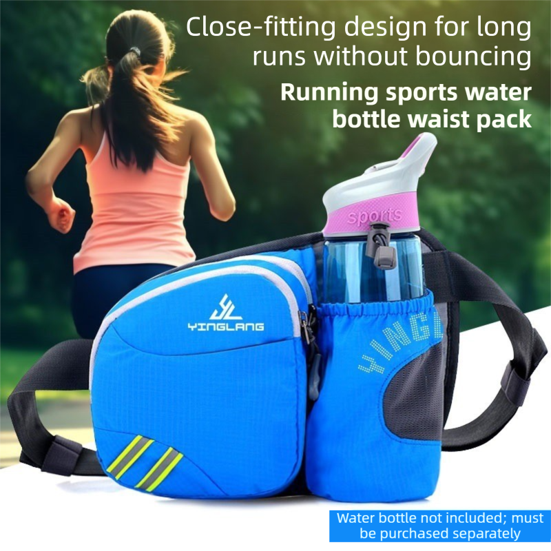 Yellow Lightweight Running Waist Pack with Stable Bottle Holder - Multi-Functional Nylon Sports Fanny Pack for Marathon, Hiking, Cycling & Climbing - Image 2