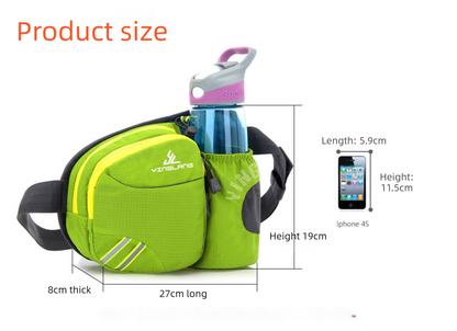 Green Lightweight Running Waist Pack with Stable Bottle Holder - Multi-Functional Nylon Sports Fanny Pack for Marathon, Hiking, Cycling & Climbing - Image 6
