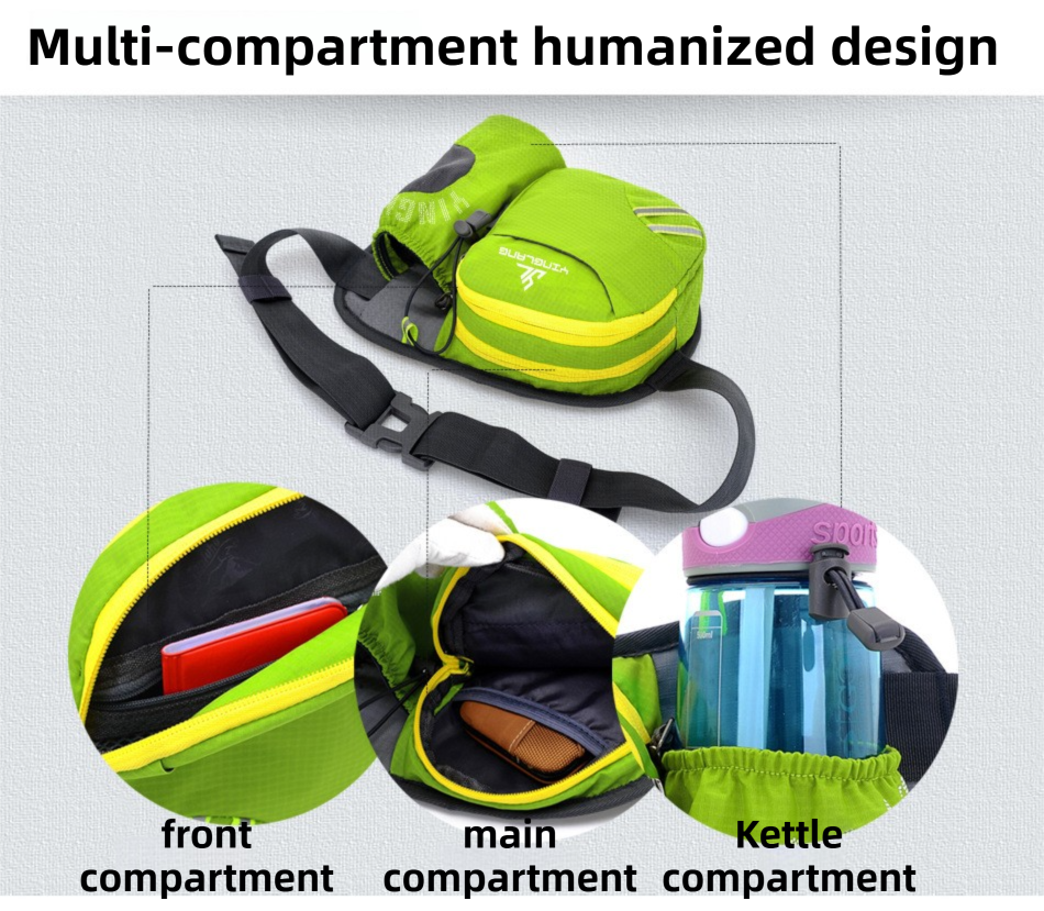 Blue Lightweight Running Waist Pack with Stable Bottle Holder - Multi-Functional Nylon Sports Fanny Pack for Marathon, Hiking, Cycling & Climbing - Image 3