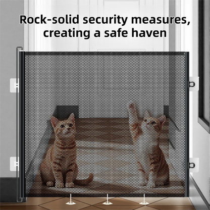 78X130CM Black Retractable Mesh Safety Gate for Pets & Babies - Scratch-Resistant Indoor/Outdoor Security Barrier, No-Drill Installation - Image 3