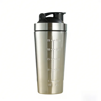 Sliver 750ML Premium Stainless Steel Protein Shaker Bottle - BPA-Free Metal Mixer Cup with Scale for Gym, Fitness & Meal Replacement