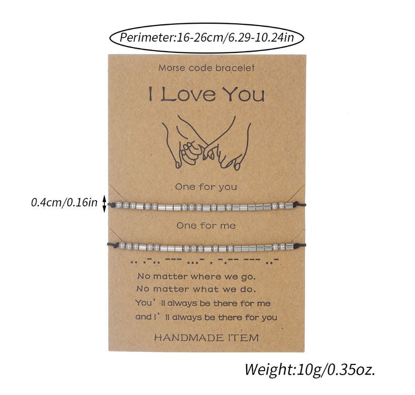 Stainless Steel Morse Code Bracelet(16-26cm) with Secret Message I Love You - Meaningful Gift for Best Friends, Sisters & Family - Image 5