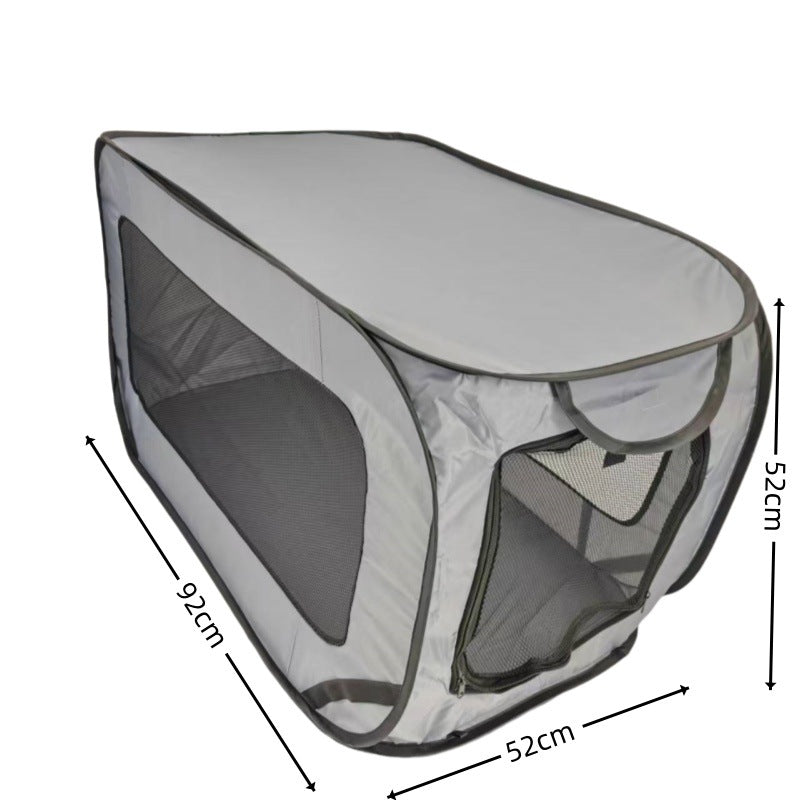 Grey Instant Pop-Up Foldable 4-Sided Pet Playpen & Car Crate - Breathable Scratch-Resistant Travel Kennel for Dogs & Cats (Open 92 x 52 x 52 CM , Folded 34 x 34 x 3 CM) - Image 2