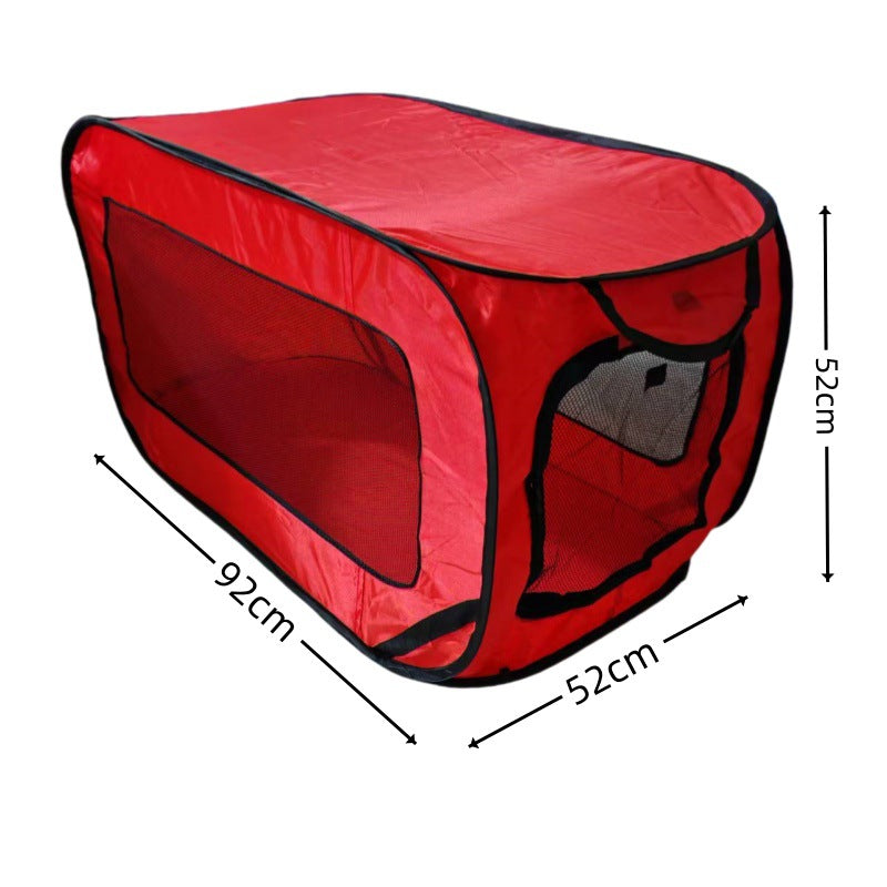 Red Instant Pop-Up Foldable 4-Sided Pet Playpen & Car Crate - Breathable Scratch-Resistant Travel Kennel for Dogs & Cats (Open 92 x 52 x 52 CM , Folded 34 x 34 x 3 CM) - Image 2