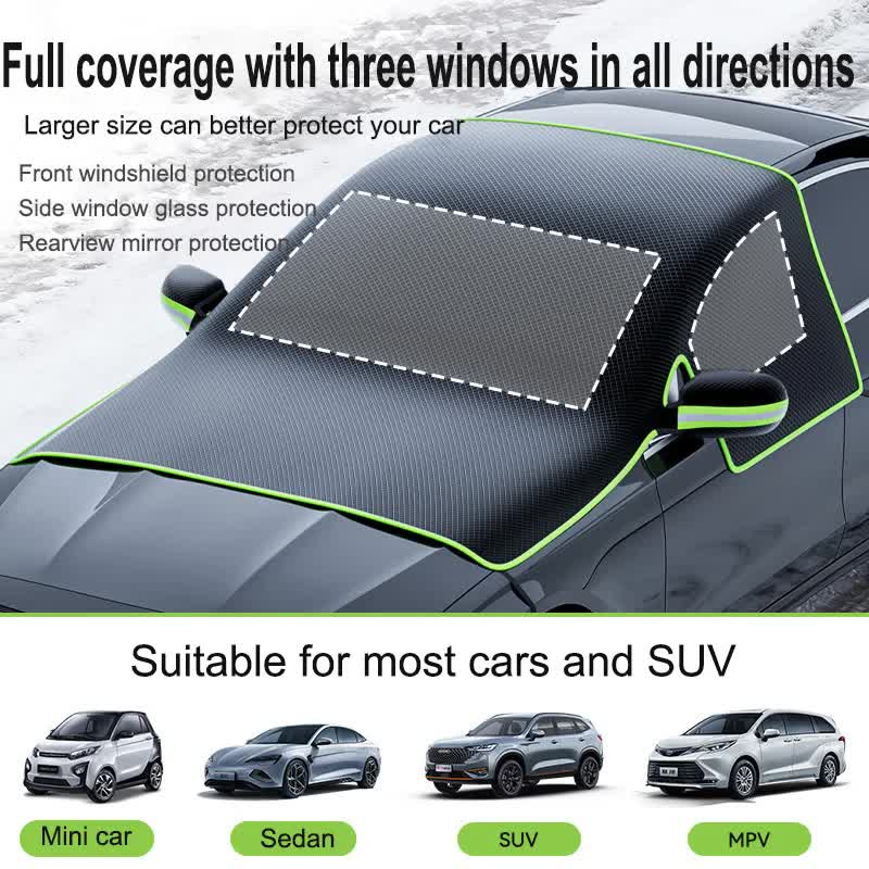 Black-Orange Magnetic Car Windshield Protector with 6 Magnets & 4 Secure Straps and Reflective Safety Strips - Durable Frost & Ice Cover for All-Weather Protection (Sun, Rain, Snow, Dust) - Image 2