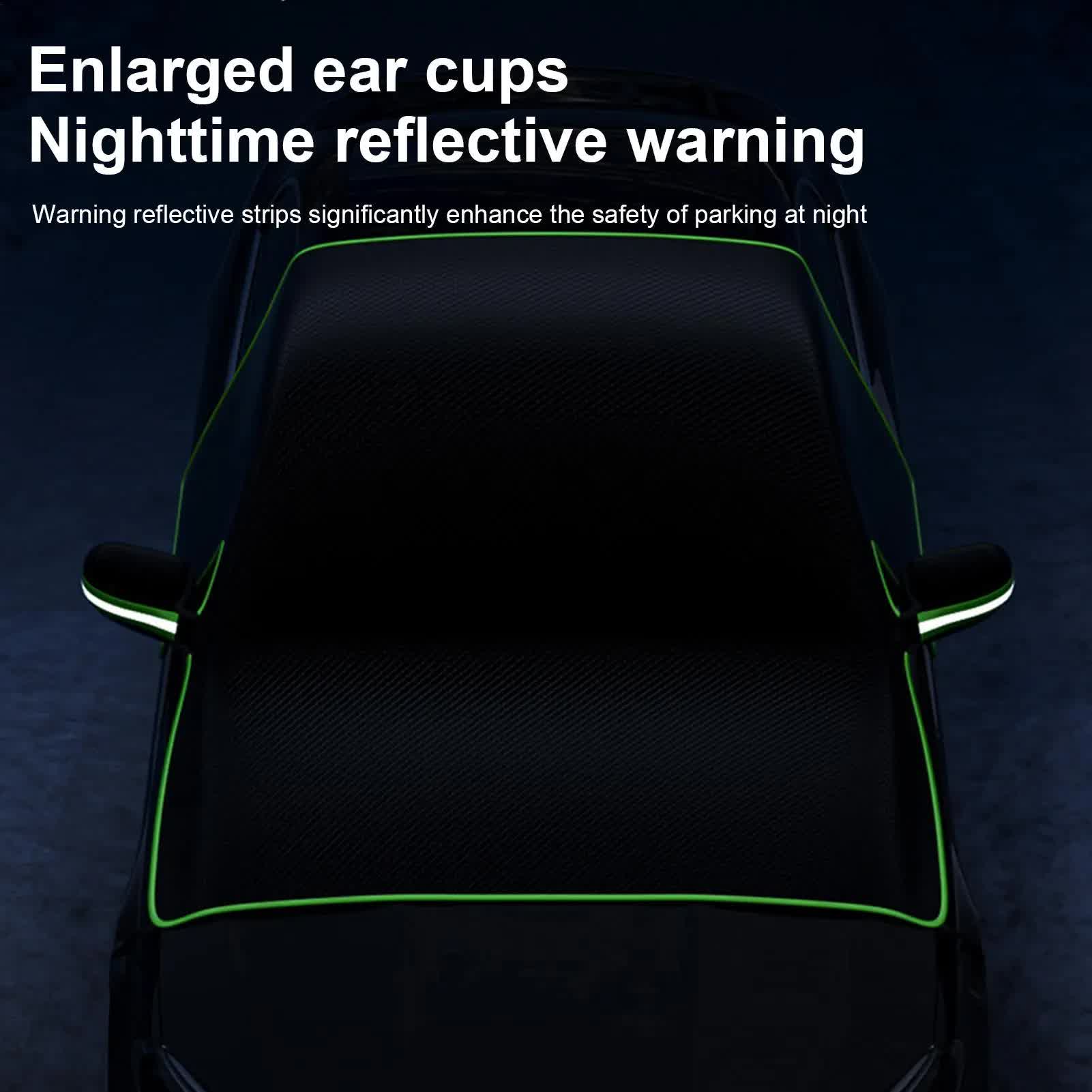 Black-Orange Magnetic Car Windshield Protector with 6 Magnets & 4 Secure Straps and Reflective Safety Strips - Durable Frost & Ice Cover for All-Weather Protection (Sun, Rain, Snow, Dust) - Image 5