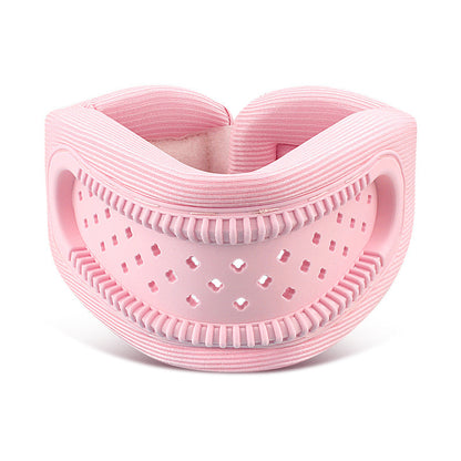 Pink Adjustable Silicone Neck Brace with High-Elastic Memory Foam & V-Shape - Prevent Forward Head Tilt and Posture Correction