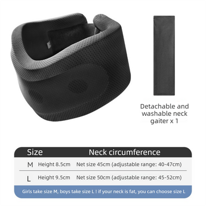Black Adjustable Cooling Jelly Core Neck Brace with Washable Cover - 3D Hollow Cervical Collar for Posture & Forward Head Correction (M Size)