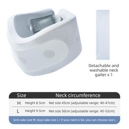 Light Blue Adjustable Cooling Jelly Core Neck Brace with Washable Cover - 3D Hollow Cervical Collar for Posture & Forward Head Correction (L Size)
