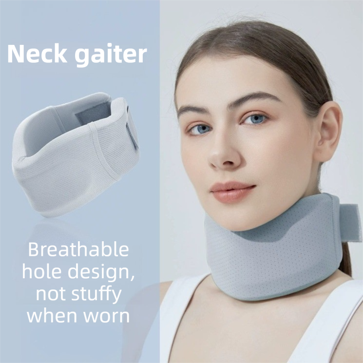 Light Blue Adjustable Cooling Jelly Core Neck Brace with Washable Cover - 3D Hollow Cervical Collar for Posture & Forward Head Correction (L Size) - Image 2