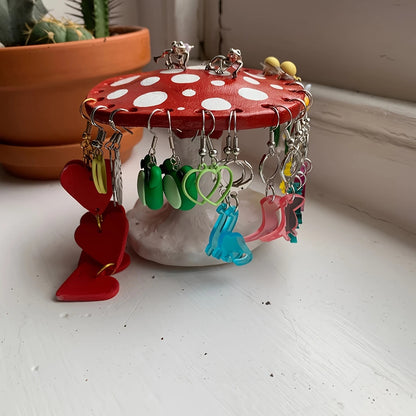 Whimsical Mushroom Earring Holder - Unique Forest-Themed Resin Jewelry Organizer for Vanity & Dresser - Image 2