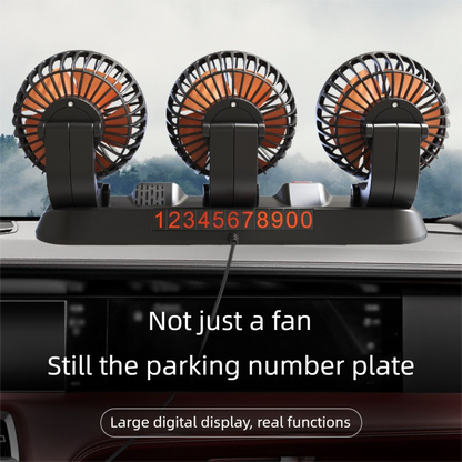 3-in-1 Powerful Car Dual Head Fan (USB Power) - Quiet Cooling Fan Integrated Aromatherapy & Number Plate, with 360° Rotation & 130cm Long Cord - Image 5