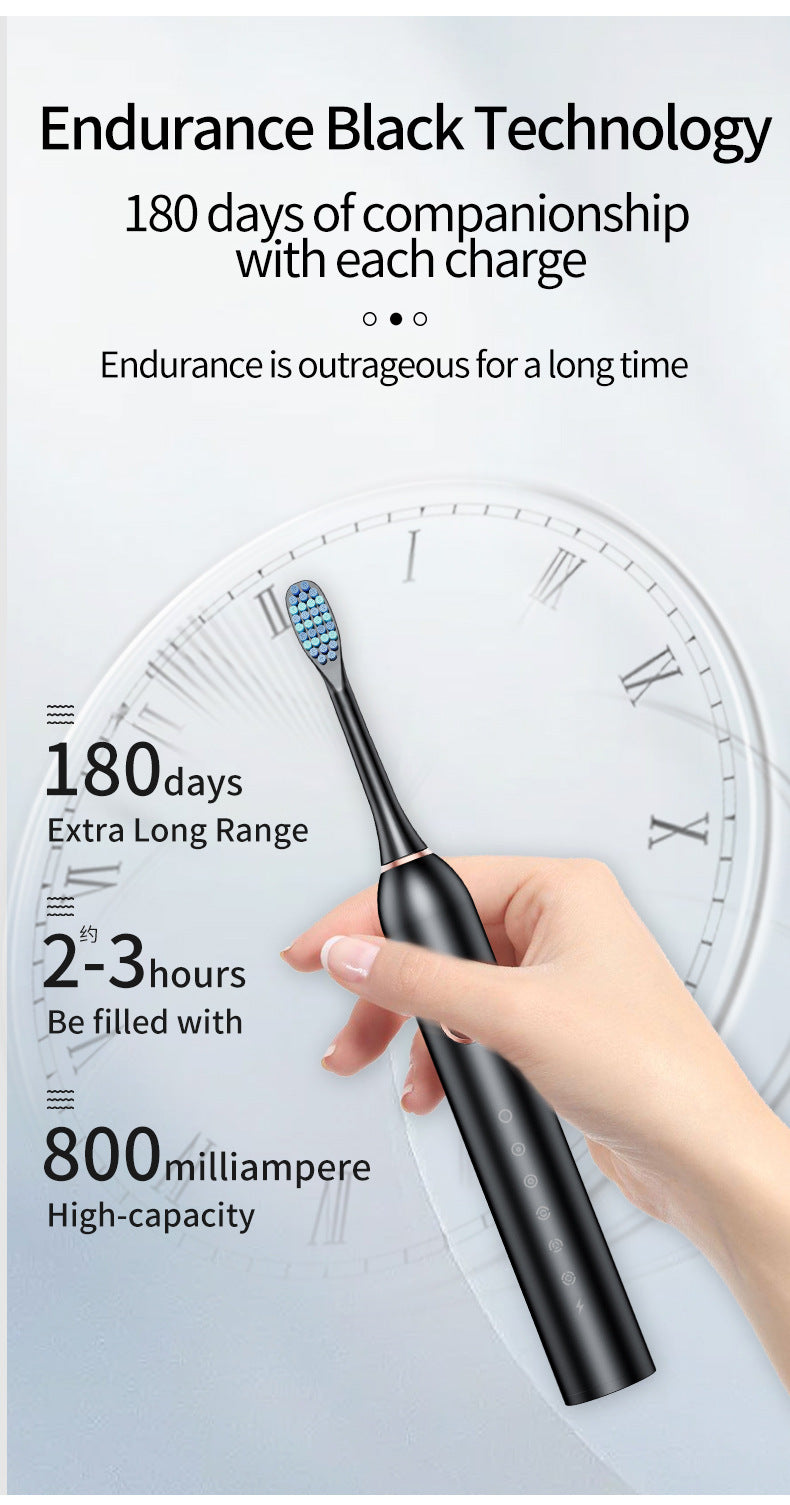 White Smart Sonic Electric Toothbrush Kit with 4 Heads & Travel Case - 6 X Cleaning Modes and High-Frequency Vibration with Soft Protective Bristles - Image 7