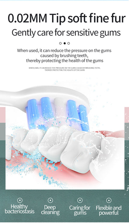 White Smart Sonic Electric Toothbrush Kit with 8 Heads & Travel Case - 6 X Cleaning Modes and High-Frequency Vibration with Soft Protective Bristles - Image 5