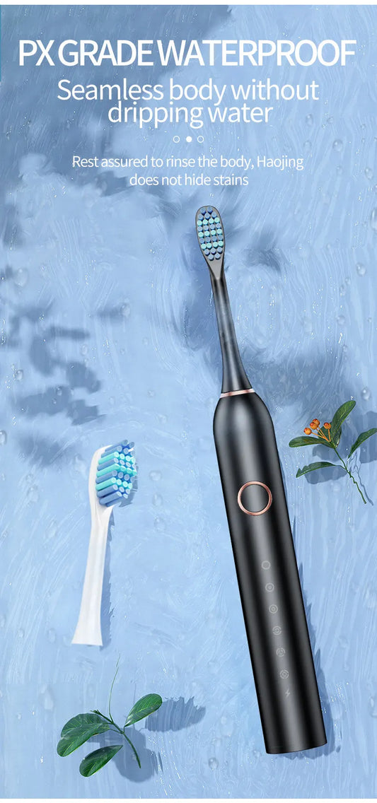 Pink Smart Sonic Electric Toothbrush Kit with 8 Heads & Travel Case - 6 X Cleaning Modes and High-Frequency Vibration with Soft Protective Bristles - Image 6