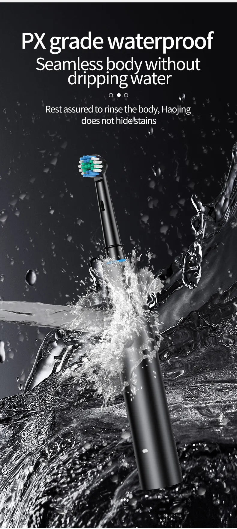 White Rotating Round Head Electric Toothbrush Kit with 8 Heads, Case & Stand - 3D Oscillating Mechanical Cleaning for Deep Plaque Removal - Image 7