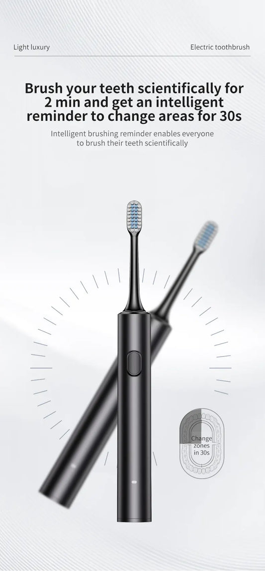Black Sonic Electric Toothbrush Kit with 5 Cleaning Modes, 4 Heads & Travel Case - Smart Timer & Quad-Pacer, Soft Double-Arc Bristles and 120-Day Long Battery Life - Image 3