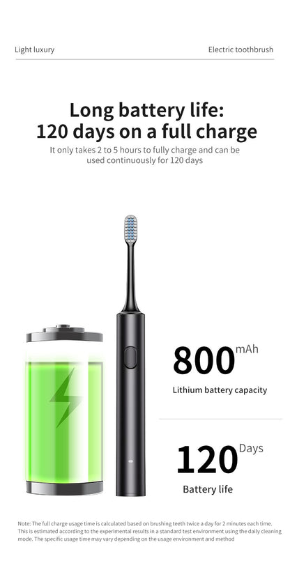 White Sonic Electric Toothbrush Kit with 5 Cleaning Modes, 4 Heads & Travel Case - Smart Timer & Quad-Pacer, Soft Double-Arc Bristles and 120-Day Long Battery Life - Image 6