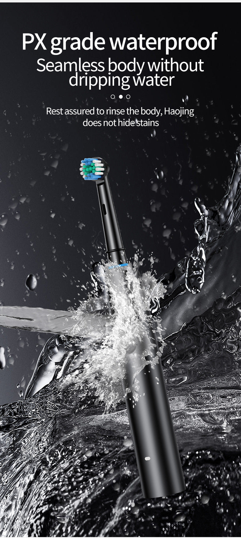 Black Rotating Round Head Electric Toothbrush Kit with 8 Heads & Case - 3D Oscillating Mechanical Cleaning for Deep Plaque Removal - Image 7