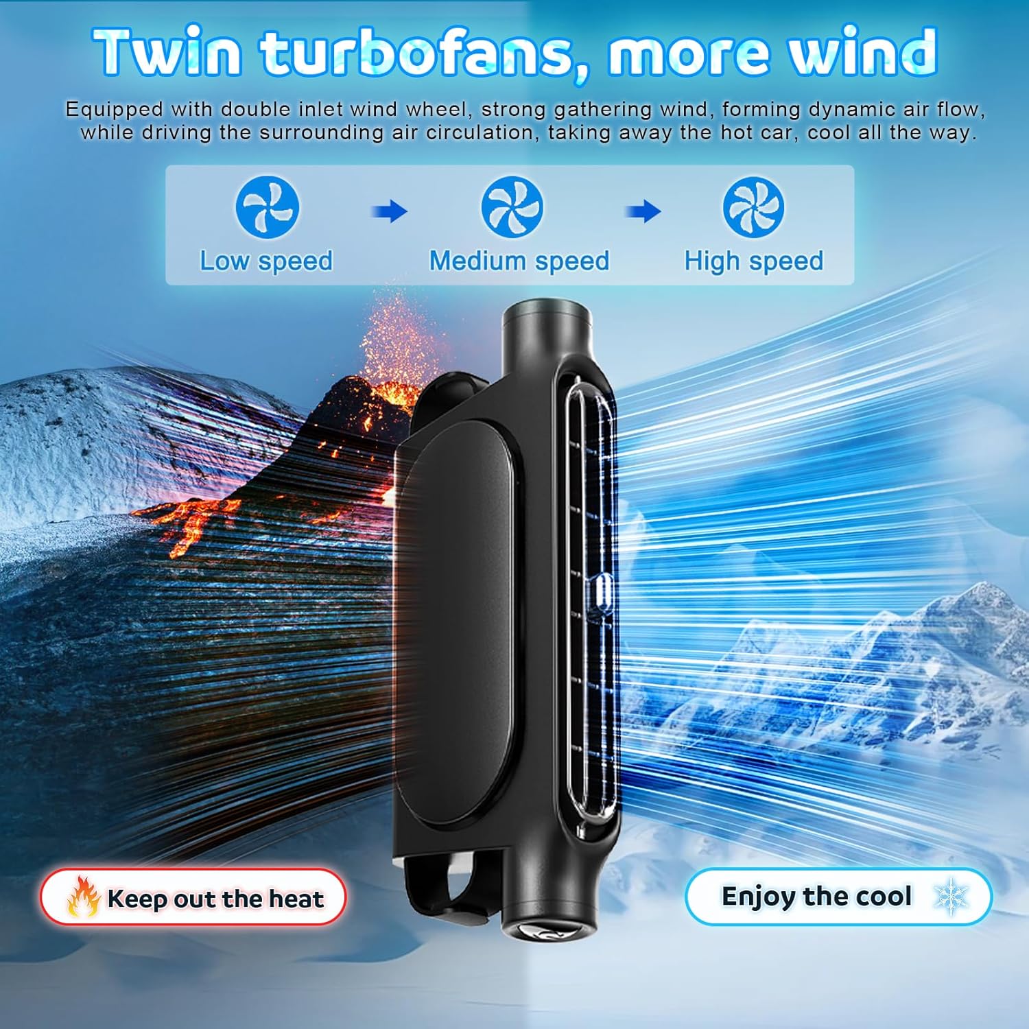 Beige Cordless Dual-Turbo Car Seat Cooling Fan with Velcro Mount - Powerful 3-Speed Backrest Ventilation, Adjustable Airflow Angle & Hair-Safe Design - Image 5