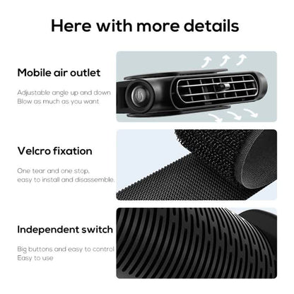 Beige Cordless Dual-Turbo Car Seat Cooling Fan with Velcro Mount - Powerful 3-Speed Backrest Ventilation, Adjustable Airflow Angle & Hair-Safe Design - Image 7
