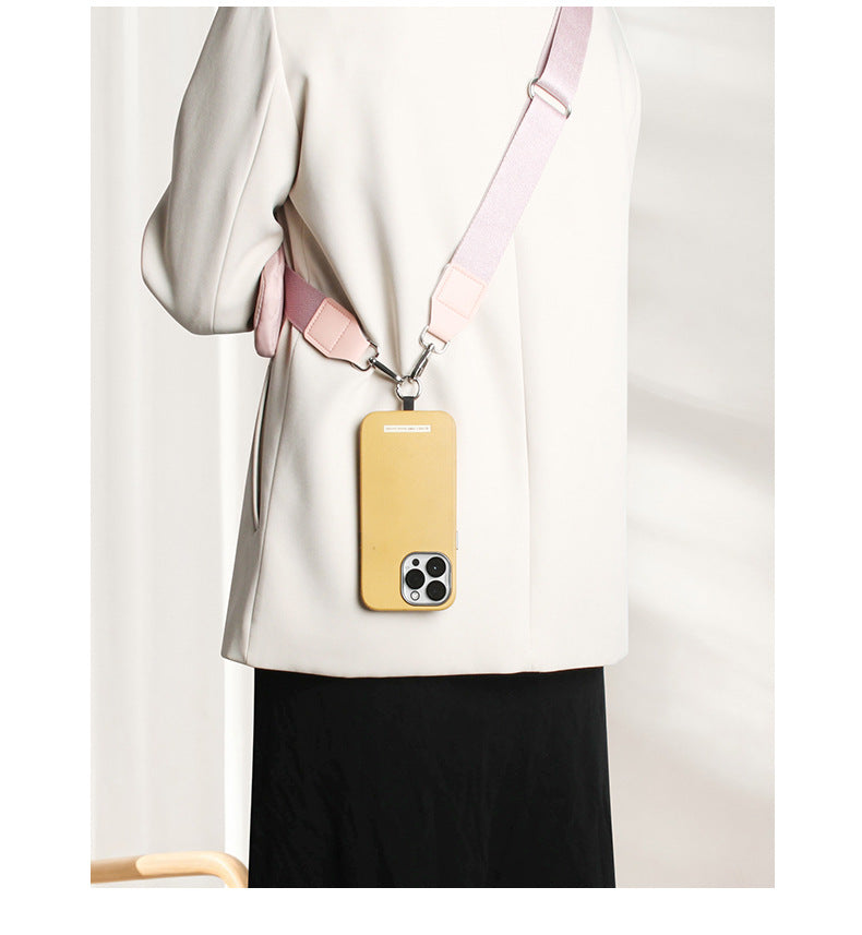 Pink Versatile Crossbody Phone Lanyard with Detachable Mini Pouch - Twill Webbing  Wristlet & Neck Strap - Image 3