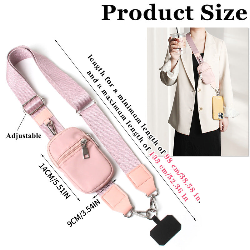 Black Versatile Crossbody Phone Lanyard with Detachable Mini Pouch - Twill Webbing  Wristlet & Neck Strap - Image 2