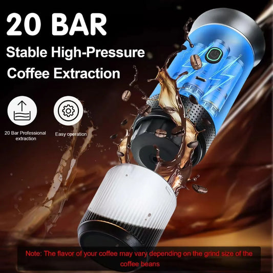 White 3-in-1 Portable Espresso Maker with Self-Heating and One-Touch Cold Hot Brew - Smart Digital Display & 20Bar High Pressure for Rich Crema - Image 4