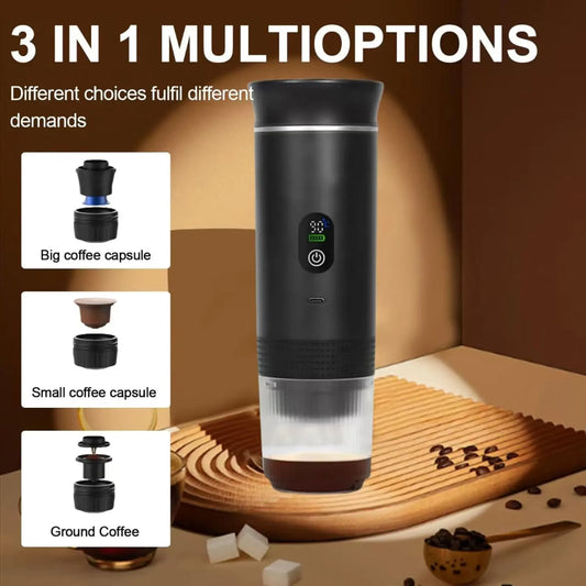 Green 3-in-1 Portable Espresso Maker with Self-Heating and One-Touch Cold Hot Brew - Smart Digital Display & 20Bar High Pressure for Rich Crema - Image 3
