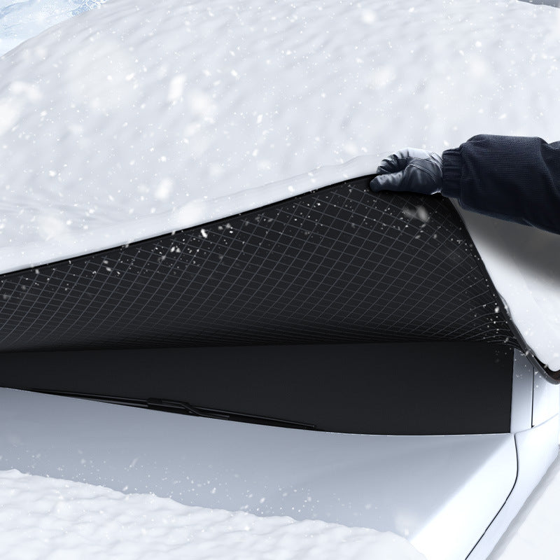 Durable Car Protector with Extra-Large 253cm Coverage - All-Season Snow & Sun Protector, 6-Magnet & 4 Strap Windproof System(Black & Orange) - Image 2