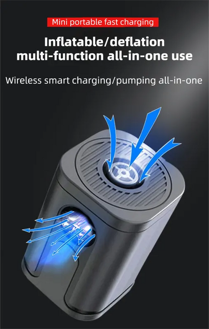 White Wireless Rechargeable Vacuum Pump with 5 Versatile Nozzles - 2-in-1 Compact High-Suction Inflator & Deflator for Travel & Home - Image 2
