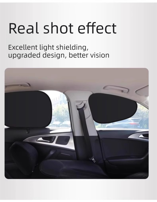 4-PCS Static Cling Car Window Sunshades Set - Glue-Free Insulating Total Blackout Fabric & Foldable Memory Wire Frame - Image 6