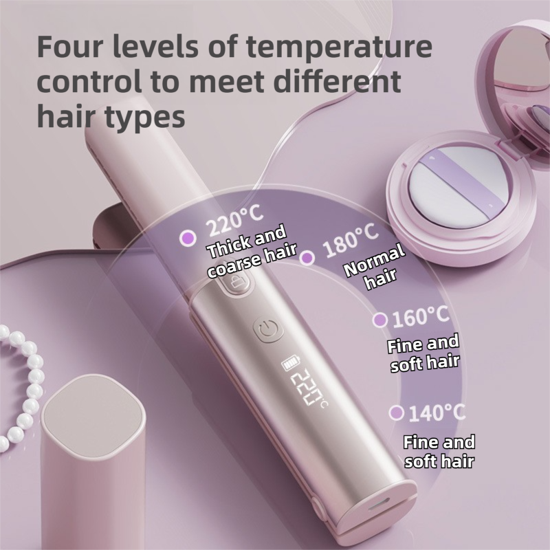 Coffee 2-in-1 Wireless Hair Styler with 4 Temperature Settings, Dual Anti-Scalding & Cap - 3D Ceramic Heating Brush with Essential Oil Coating - Image 3