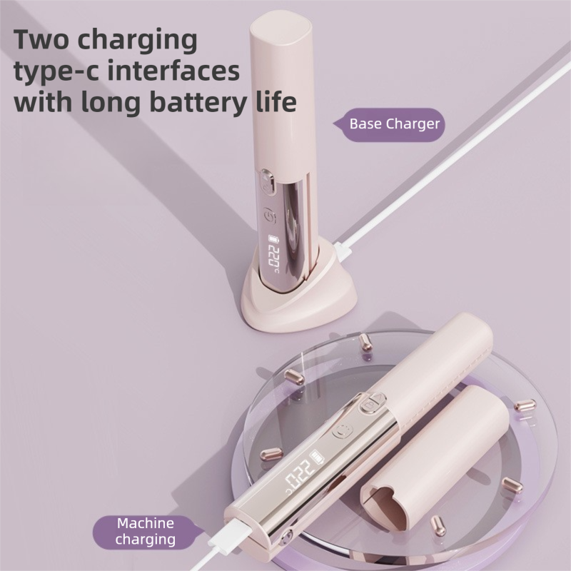 Green 2-in-1 Wireless Hair Styler with 4 Temperature Settings, Dual Anti-Scalding & Cap - 3D Ceramic Heating Brush with Essential Oil Coating - Image 4