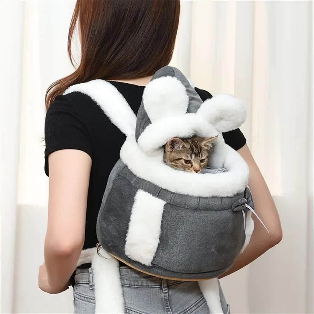 Pink 2-in-1 Ultra-Soft Plush Pet Carrier & Mobile Bed - Portable & Lightweight Cute Rabbit Ear Design Travel Cabin (XL 38 x 25 x 30CM) - Image 6