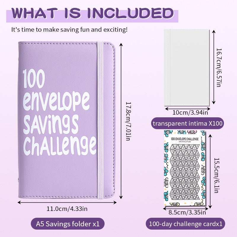 Pink 100 Days Envelope Savings Challenge with 50 Clear Double-Sided Pages - Portable A6 Size for Budgeting & Financial Goals - Image 2