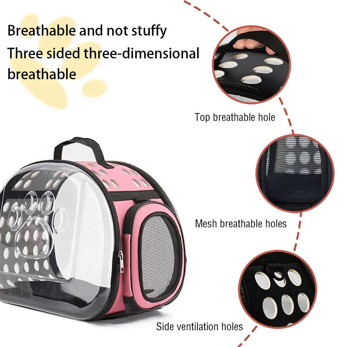Blue Foldable Breathable Pet Carrier with Panoramic Window & Strap - EVA &  Lychee Leather Crossbody Travel Bag (S 35 x 20 x 22CM) - Image 3