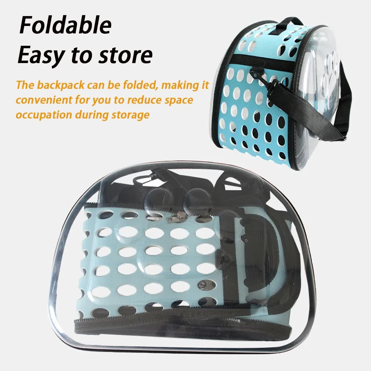 Black Foldable Breathable Pet Carrier with Panoramic Window & Strap - EVA &  Lychee Leather Crossbody Travel Bag (S 35 x 20 x 22CM) - Image 5