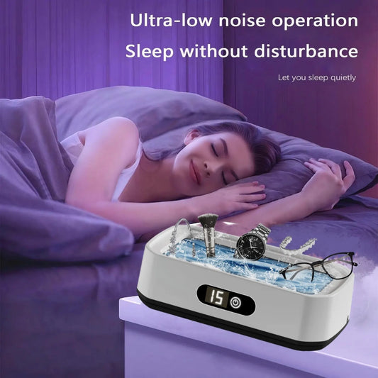 X81 White Ultrasonic Jewelry & Eyeglass Deep Cleaner with Cloth - Touch Control & 3-Level Intelligent Timers and Large 650ml Stainless Steel Tank - Image 4
